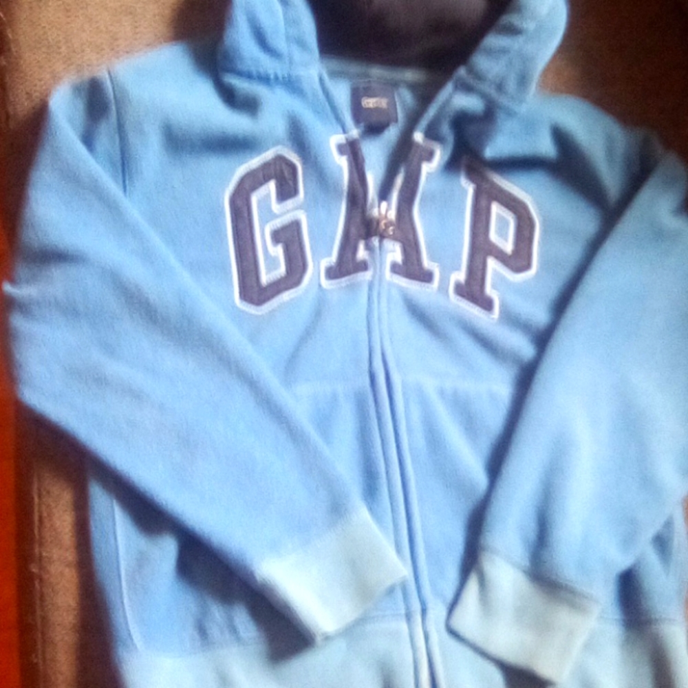 Gap Kids Navy Blue And Blue Fleece Zip Up Hoodie